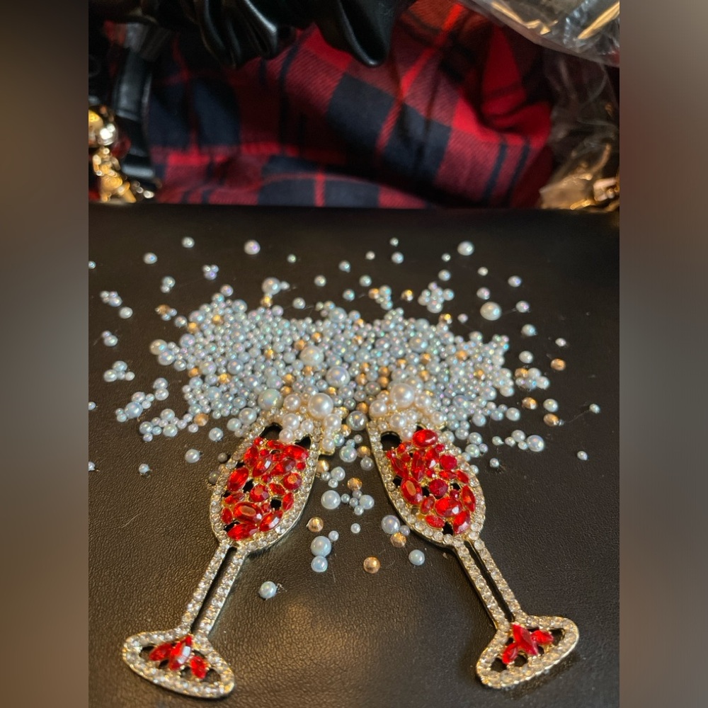 NWT Black Rhinestone Champagne Toast Clutch OS | NYE Party